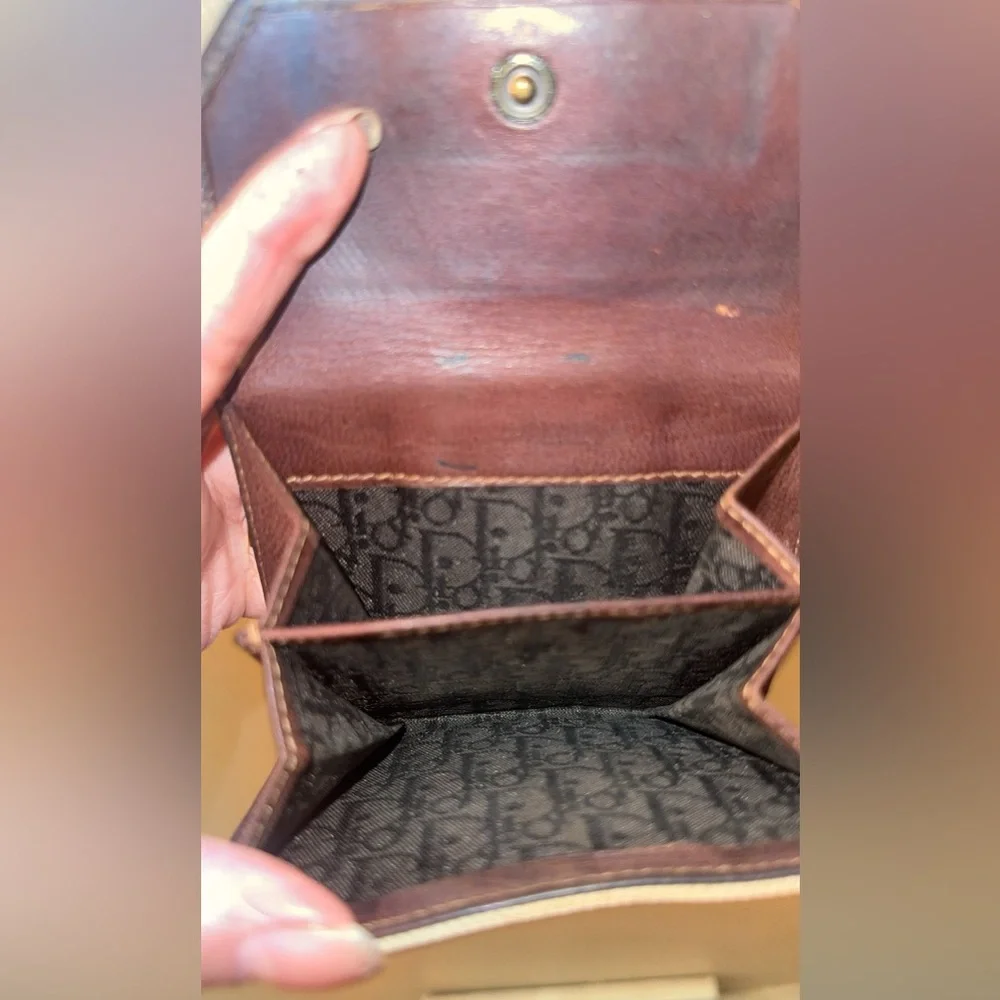 Vintage Christian Dior canvas & leather wallet